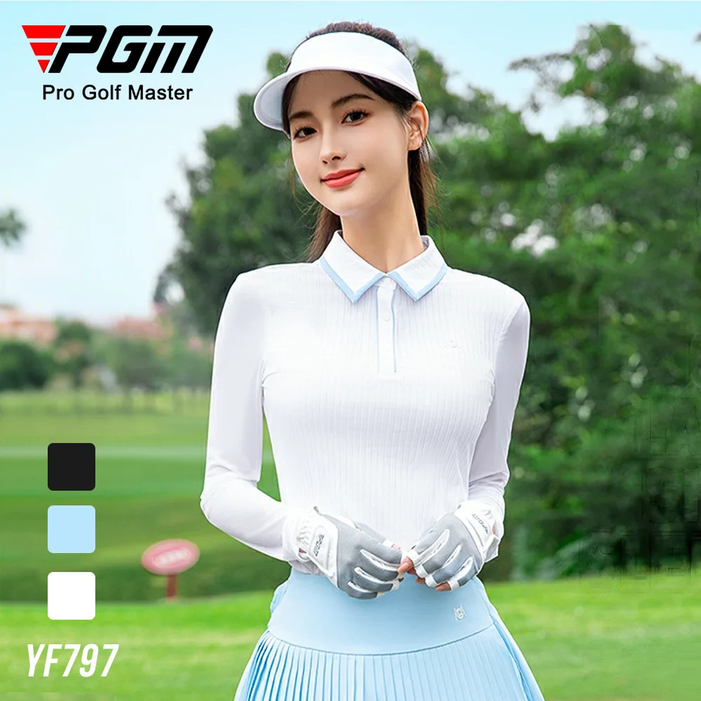 

Женская рубашка-поло для гольфа 2025 года, теннисный топ из ледяного шелка с длинными рукавами и юбкой, весенне-летний наряд