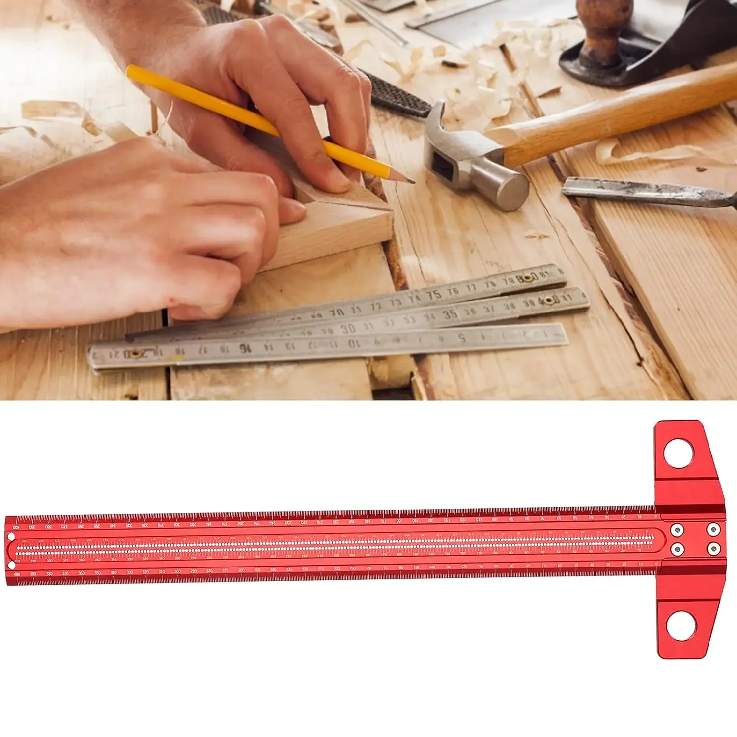 300/400/500/600MM Woodworking T-type Ruler Scribing ruler Aluminum alloy Line Drawing Marking Gauge DIY Measuring Tools