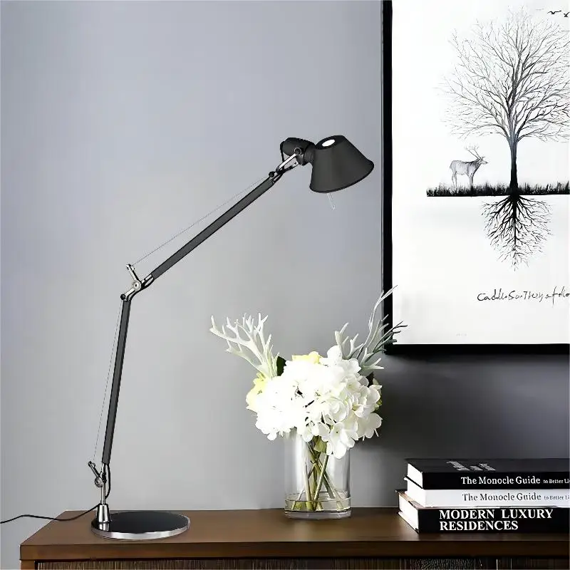 Imagem -04 - Personalidade Nórdica Criativa Folding Table Lamp Trabalho de Escritório Bedside Desk Reading Telescopic Rocker Arm Long Arm Table Light