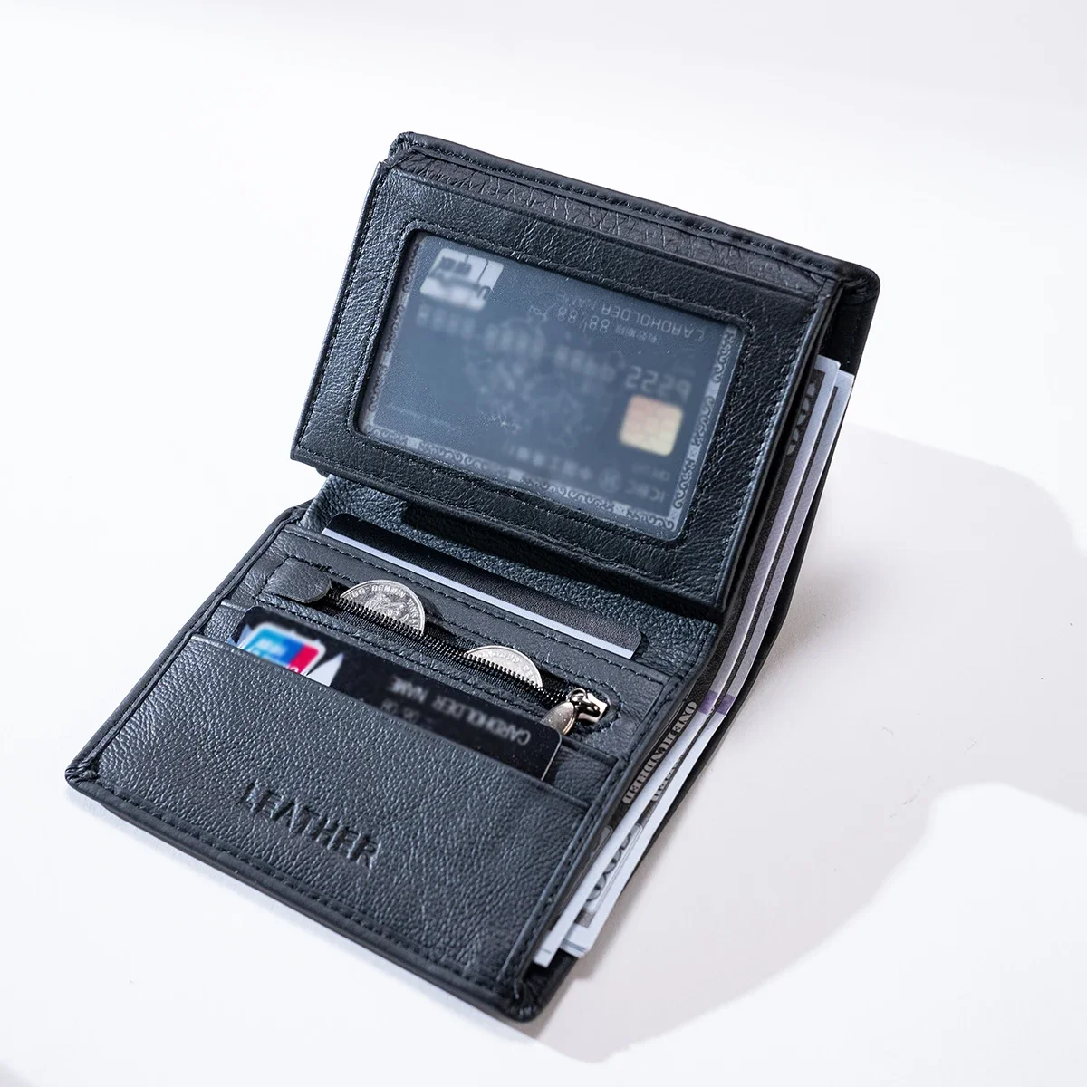 Unisex Vintage Genuine Leather Wallet Vertical Short Credit Card Holder RFID Blocking Money Bag High Quality with Coin Purse