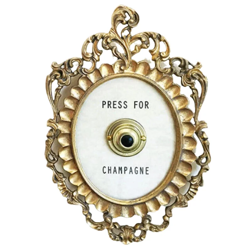 Creative Press for Champagne Bell Sign Decor Doorbell Ring Mini Press Doorbell Home Wall Decor Vintage Desktop Decorations