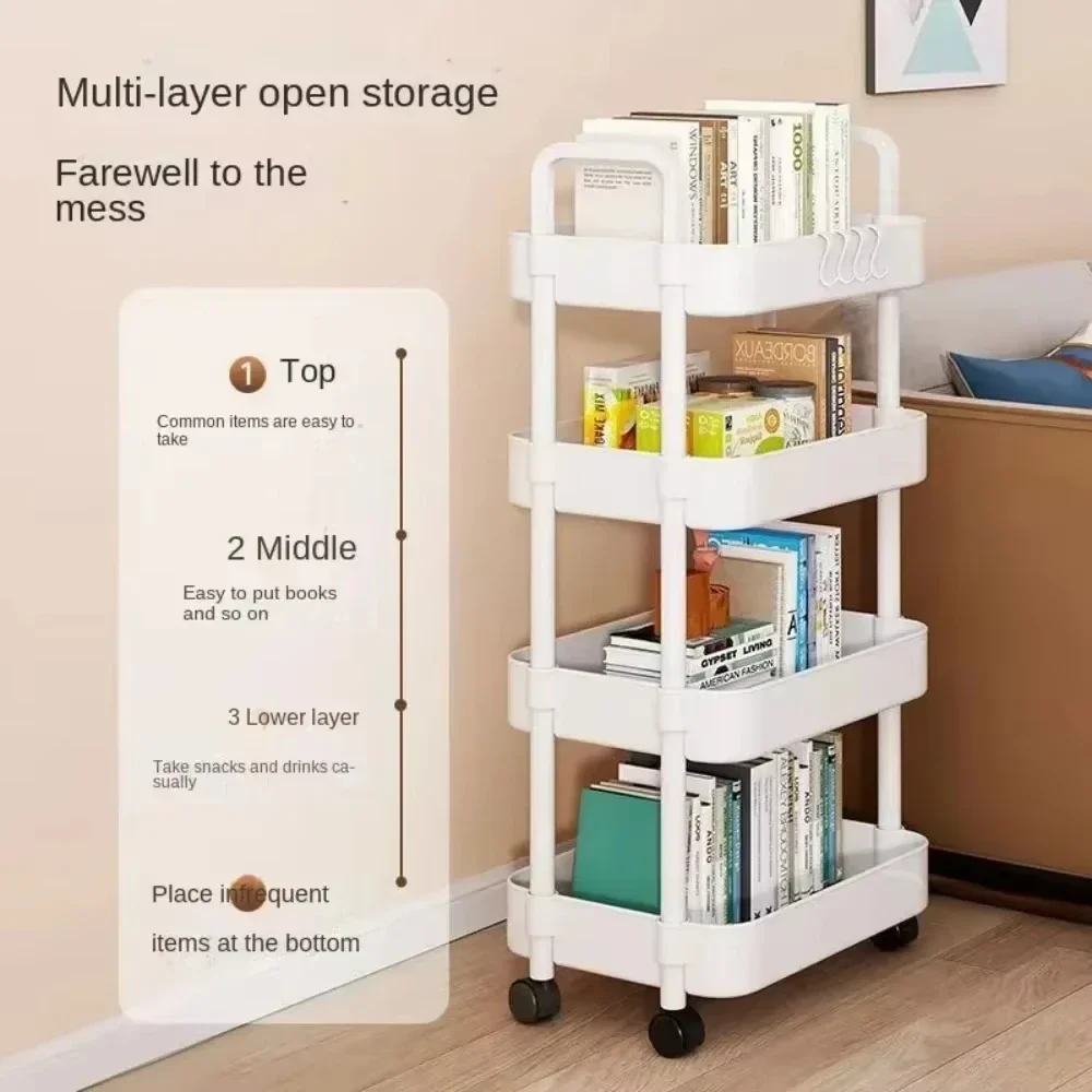3/4Layer Trolley Organizer Mobile Bathroom Bathroom Storage Trolley Rack Household Kitchen Multifunctional Cart with Wheels image 4