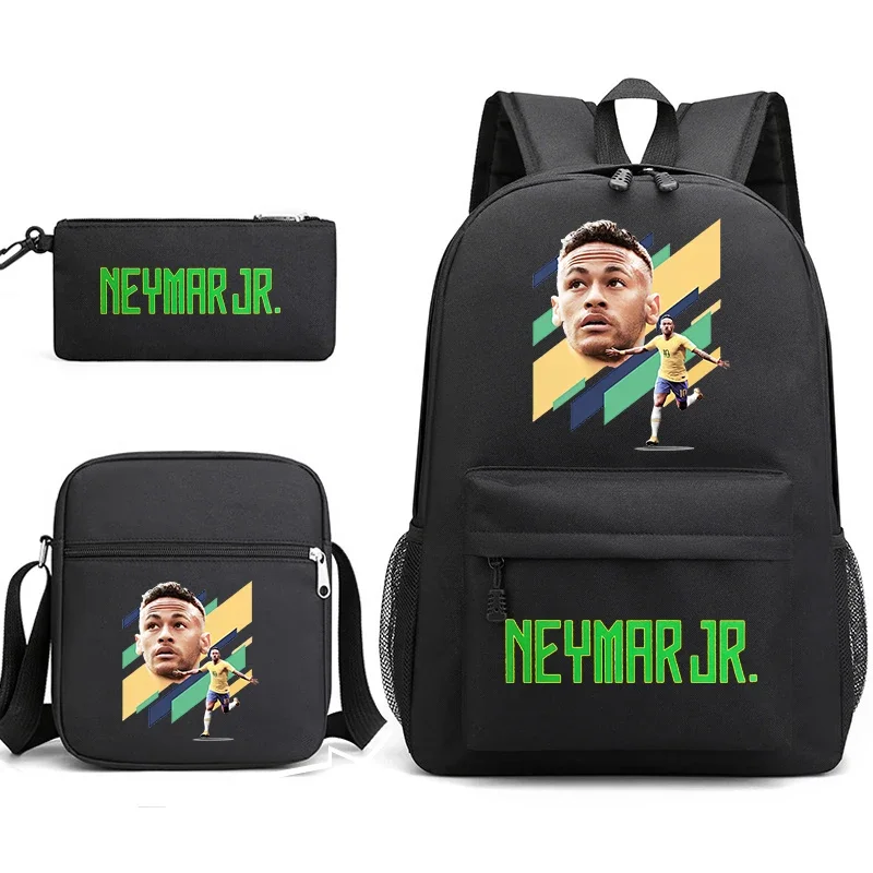 neymar avatar print student schoolbag set youth backpack shoulder bag pencil case 3-piece set