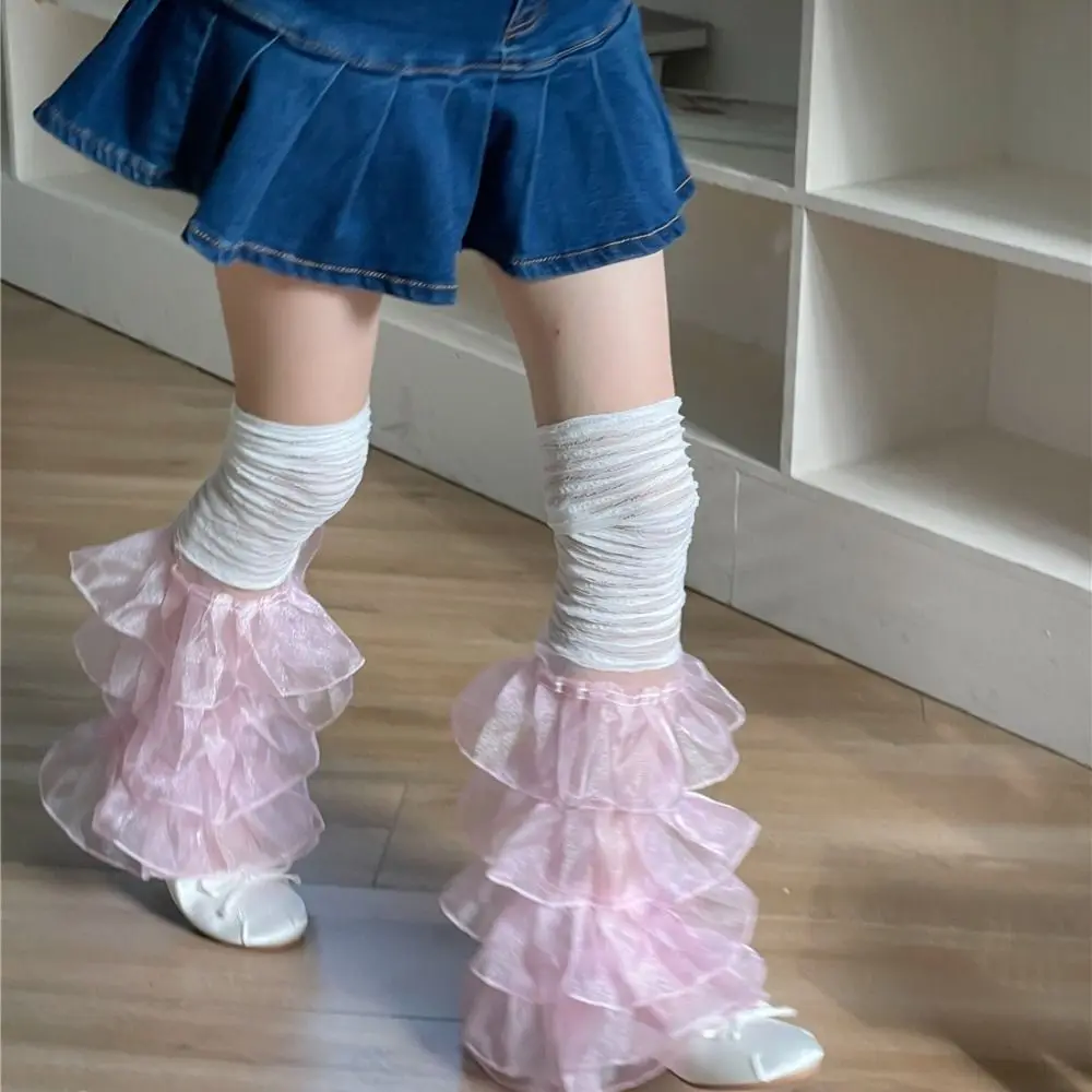 Lace Ruffles Lace Leg Warmers Mesh Design Soft Stretchy Ruffled Leg Warmers Delicate Stitching Multi-layer Stacked Socks