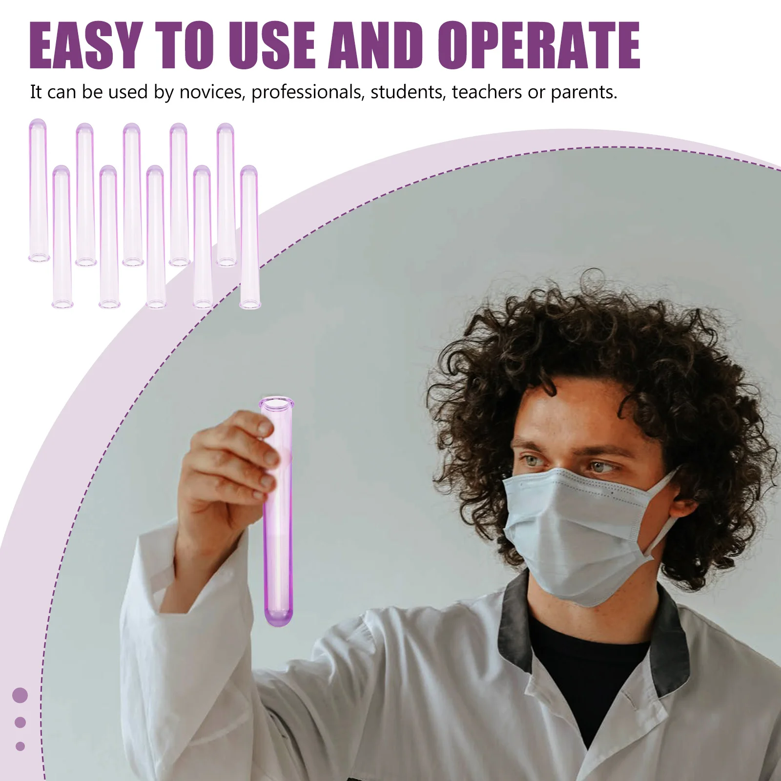 

10pcs Test Tube Glass Transparent Acrylic Lab Tubes Household Science Tool Chemical Reagent Bath Salt Container