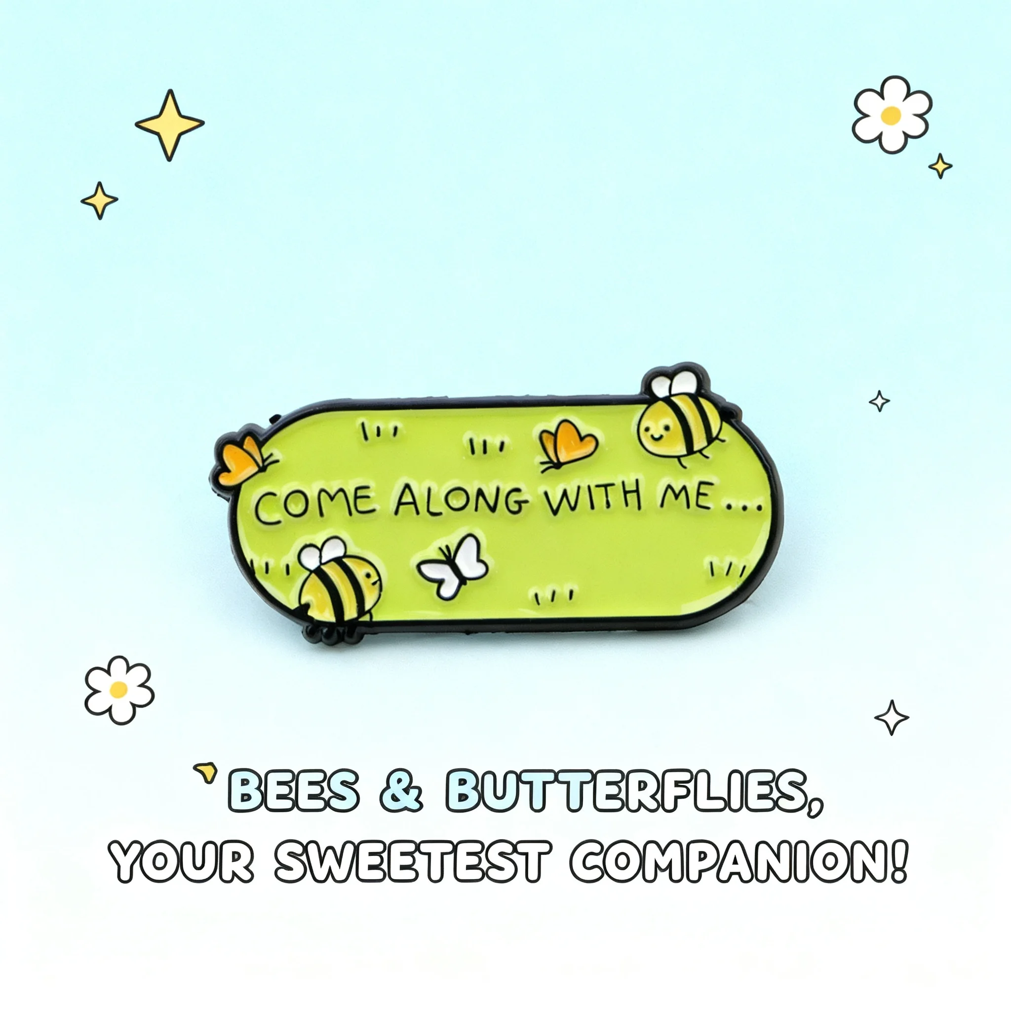 

Cute Bee Enamel Pin Cartoon Badges Brooches for Backpack Hat Lapel Cosplay Accessories Toys Gifts "COME ALONG WITH ME" Cartoon