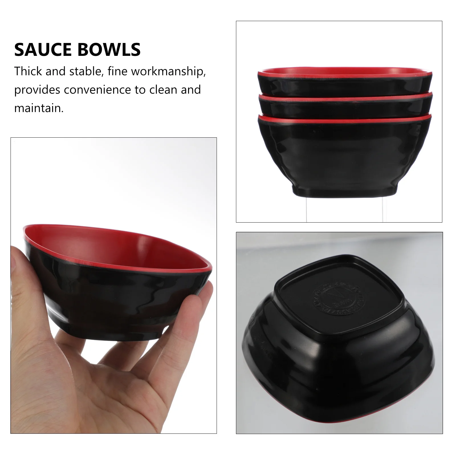

3Pcs Thick Stable Melamine Sauce Bowls Fine Craftsmanship Suitable for Party Camping Bbq Picnic Tableware Sauce Bowls