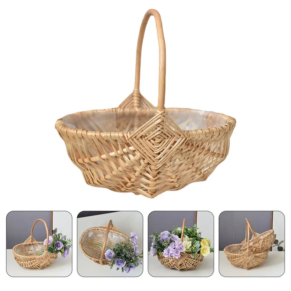 

Hand Woven Basket Natural Wicker Storage Decorative Home Living Room Bedroom Multipurpose Gift Idea Flower Arrangement