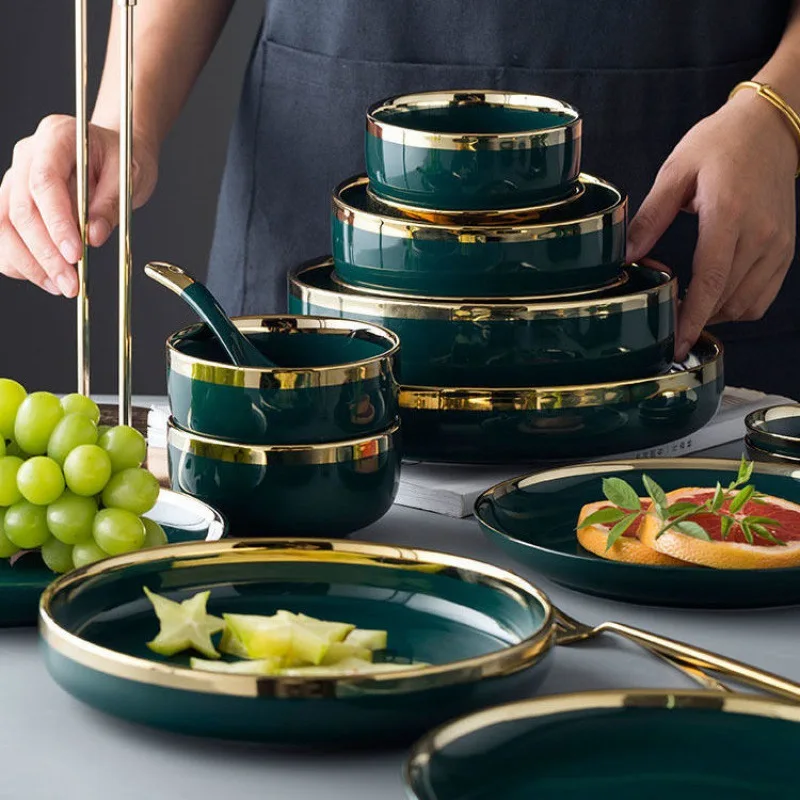 Light Luxury Bowl Set Combination Complete Set of Tableware Ceramic Dishes and Vegetables