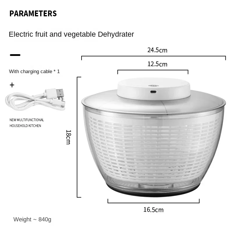 Salad Electric Separation Fruit Dehydrator Dryer Wet Cleaning Quick Vegetable Dry Gadget Home And Spinner Draining