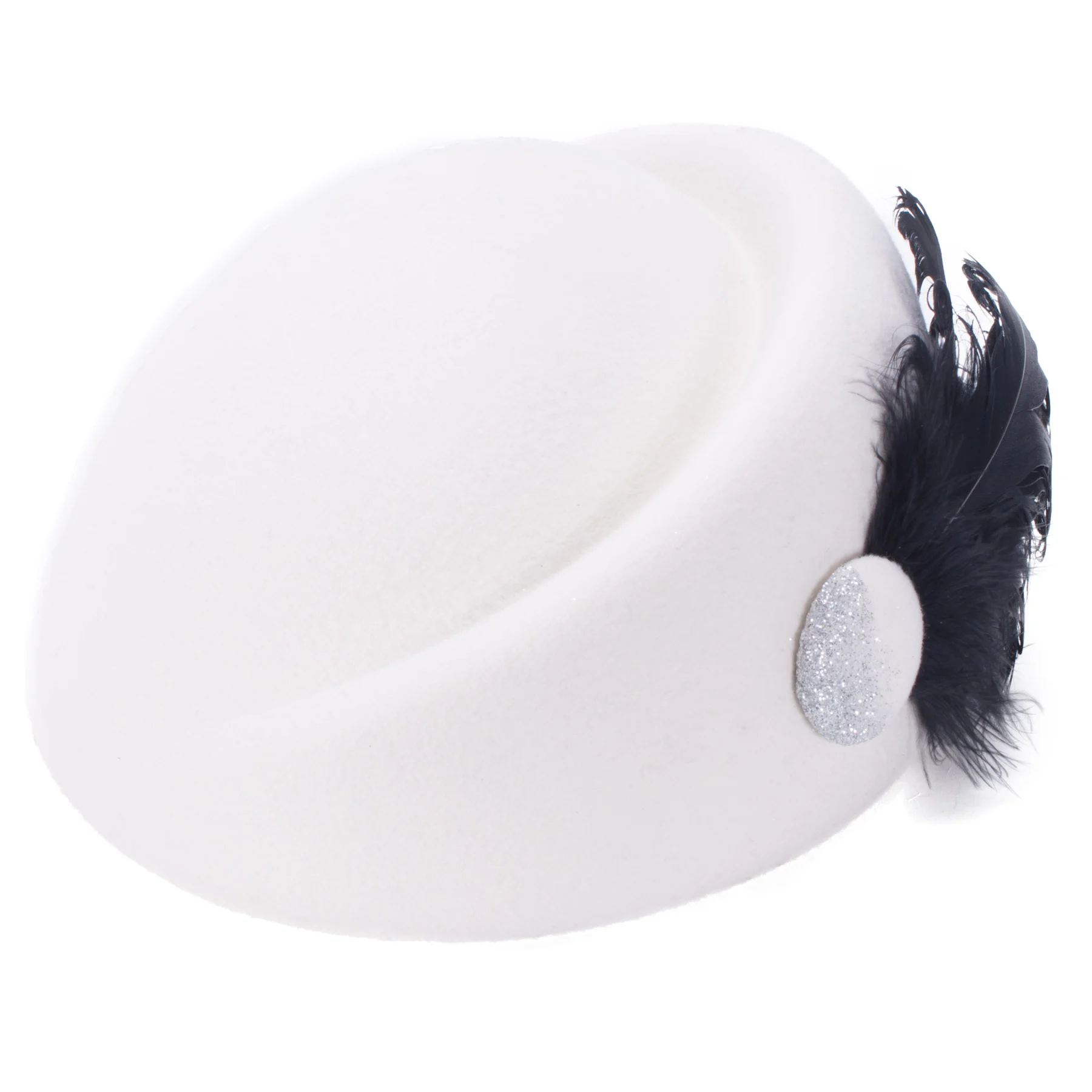 

Womens Vintage Style Feathers Ladies 100% Wool Felt Beret Hats Cocktail Race Modern Pillbox hat T502