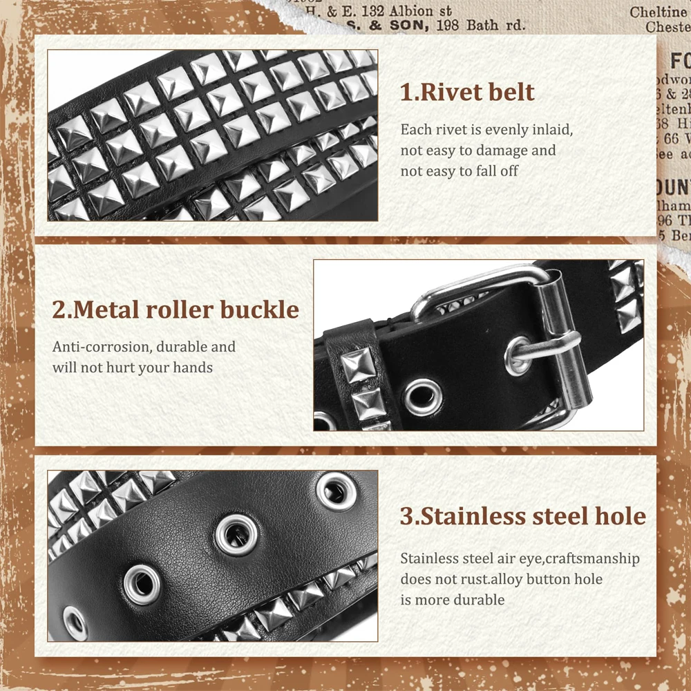 Square Bead Rivet Belt Men Women Metal Pyramid Belt New Fashion Nightclub Rock Style Y2K Belt Punk Hardware Jeans Belt