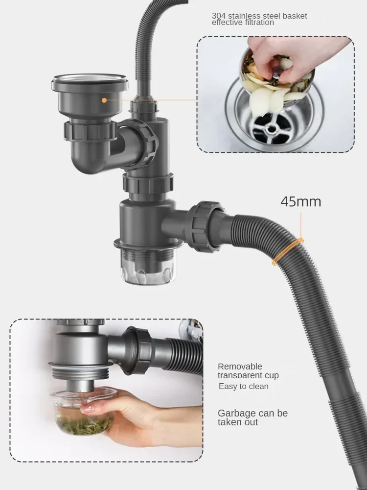 vanzlife Abtropfgestell-Set für Küchenspüle, Gemüsebecken, Abflussrohr-Zubehör, Abwasserrohr, Abflussrohr, Spülküße, Poolrohr, Zuhause und Küche