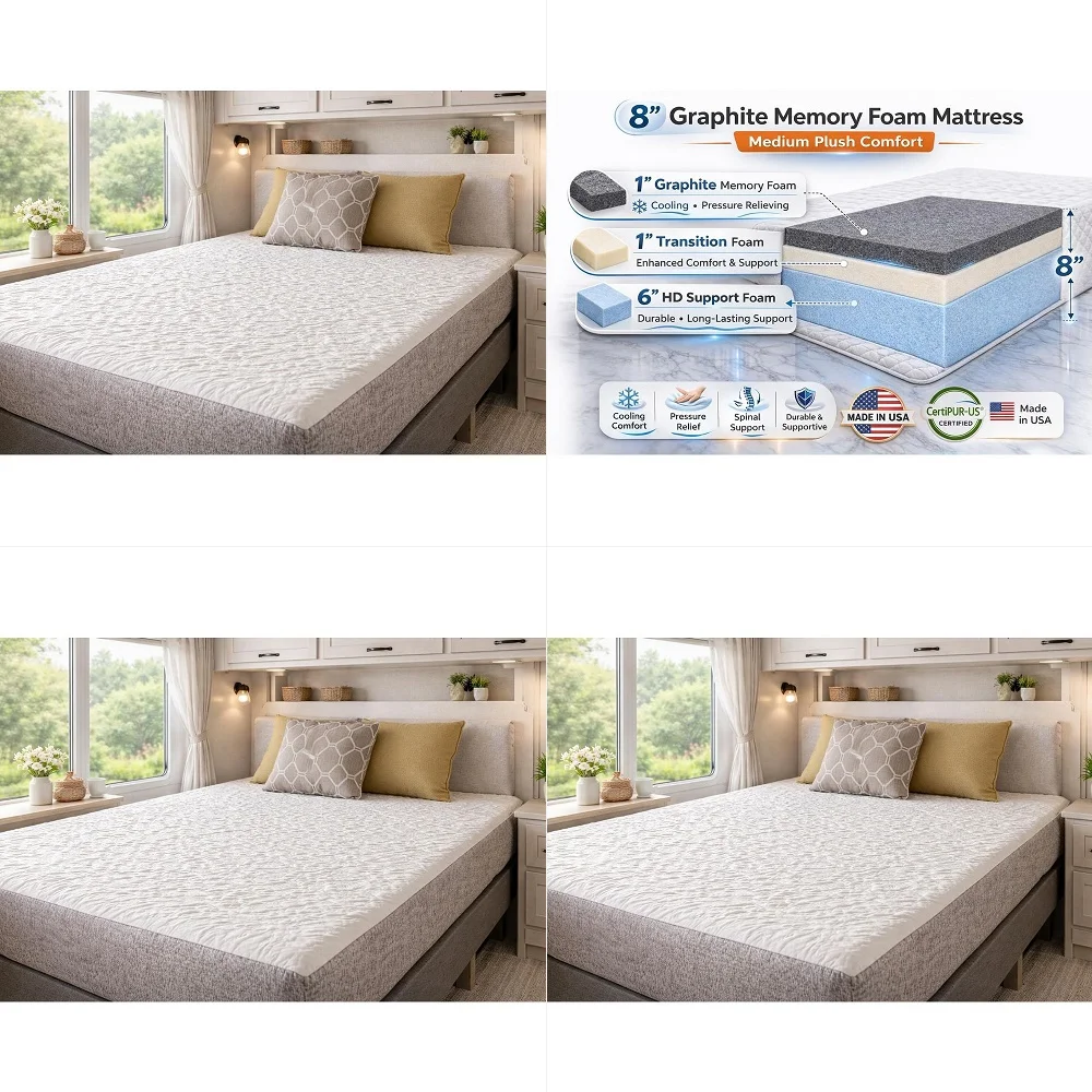 

Item 10 inch Plush New Cooler Sleep Graphite Gel Memory Foam Mattress with Premium Textured 8Way Stretch Cover Made in the USA