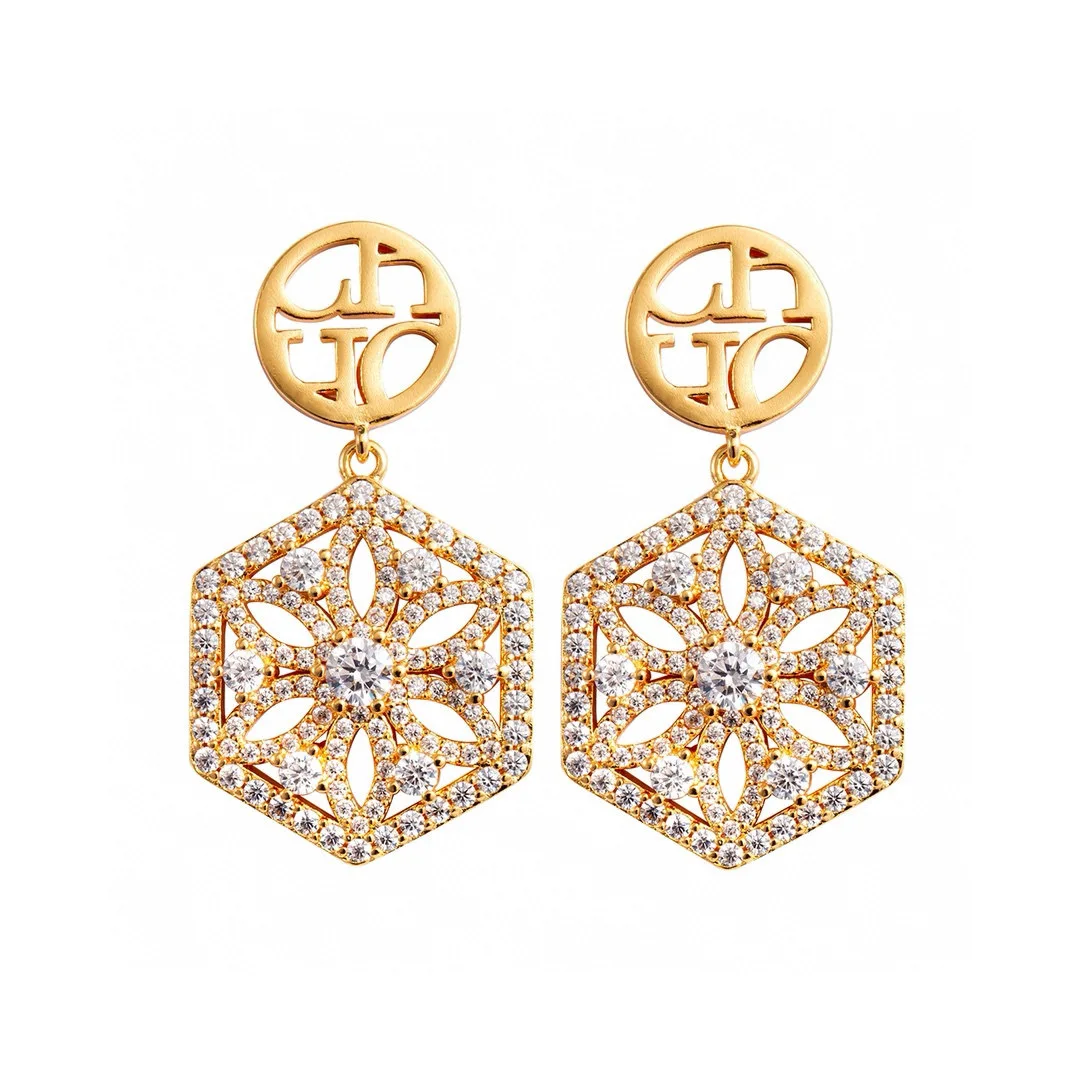 

CHHC 2026 Vintage Hollow-Out Letter Stud Earrings for Women, Full Zirconia Retro Elegant Ear Jewelry Hypoallergenic Fashion Gift