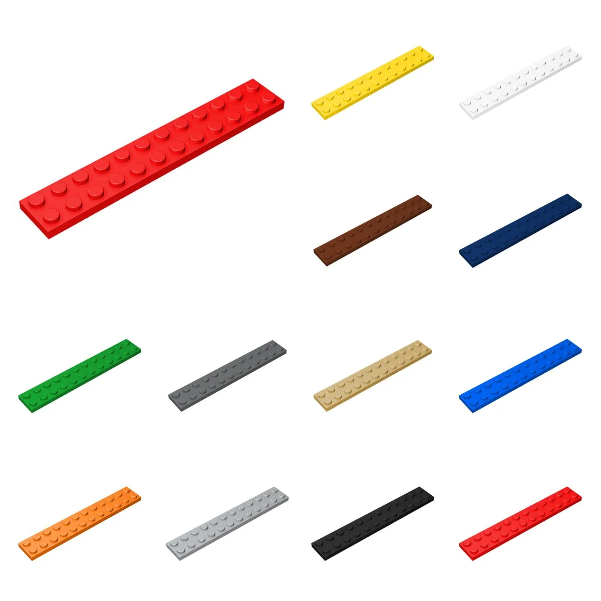 10pcs 2445 Plate 2 x 12 Dots Thin Figures Bricks Toys For Technical Building Block Compatible Accessories Assemble Replaceble MO