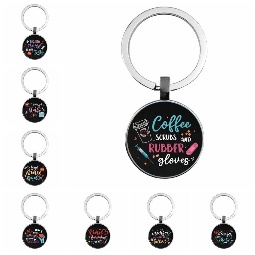 Popular Jewelry Dome Glass Alloy Keychain Nurse's Day Creative Copy Gift