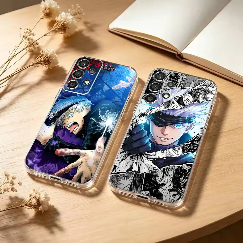 J-Jujutsu Kaisens-Satoru Gojo Lazy  Phone Case Soft Transparent TPU Case For Samsung S25,S24,S21,S22,S23,S30,Ultra,S20,Plus