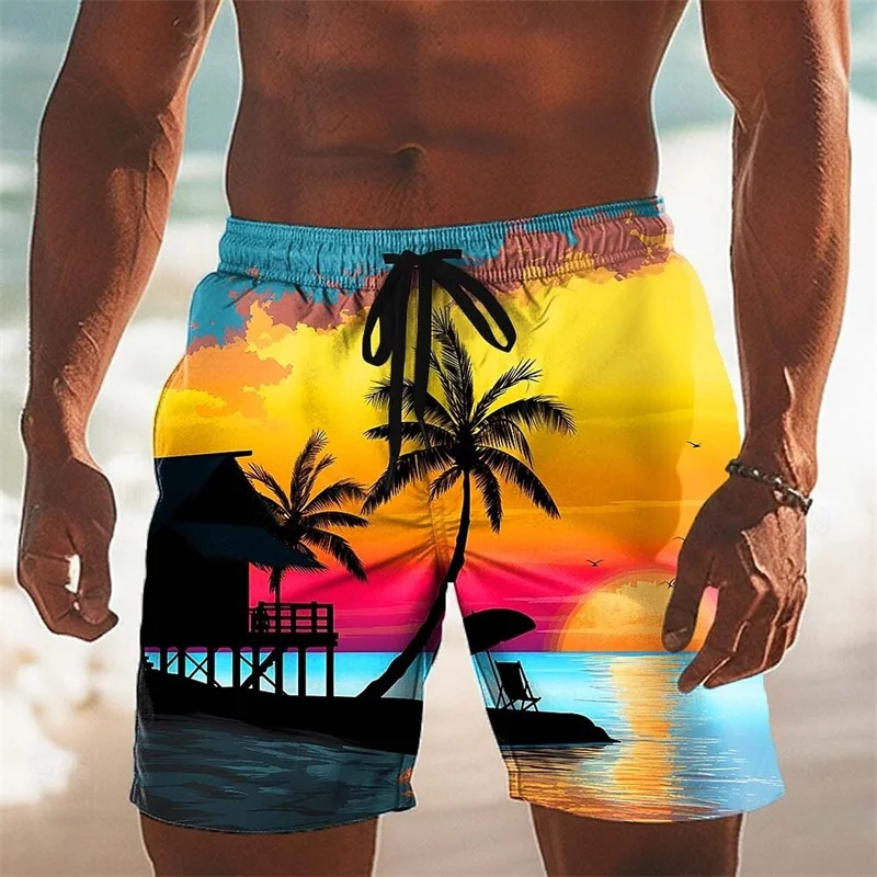 

Hawaiian Sunset Scenery 3D Print Beach Short For Men Viral Turtle Pattern Surfing Board Shorts Summer Sea Casual Fashion Pant