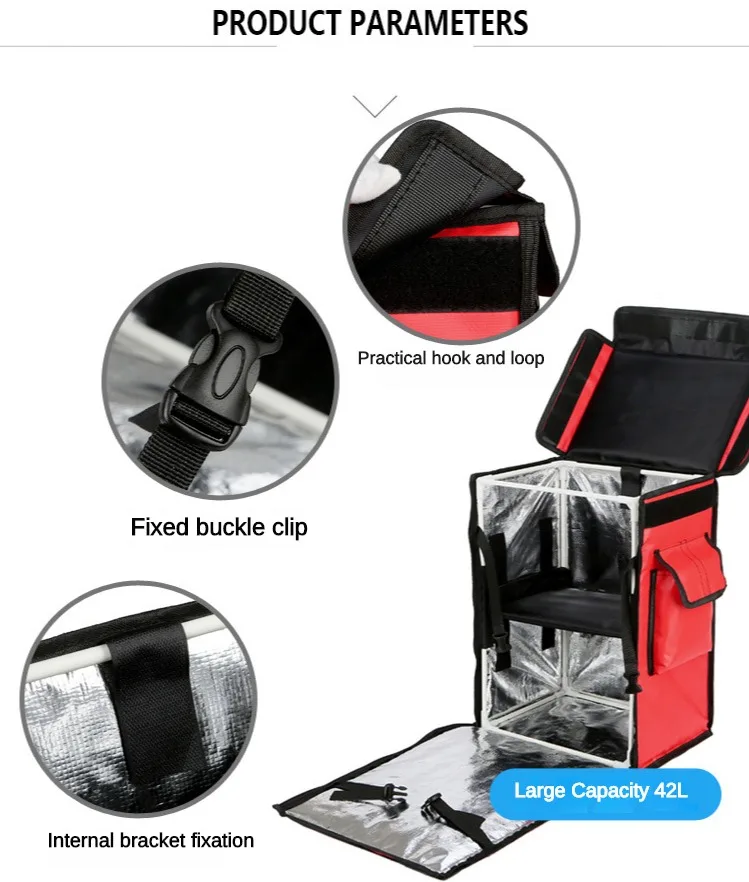 42L Waterproof Thick Takeout Box Insulated Refrigerated Box Double Shoulder Bicycle Rider Bag Outdoor Layered Picnic Box