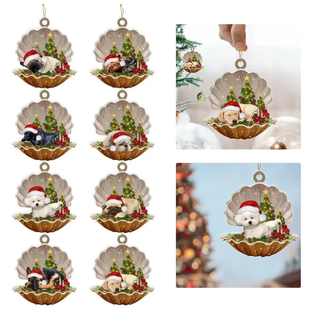 Gift Acrylic Christmas Tree Pendant Sleeping Dog Cute Christmas Decorations Xmas Ornaments Festival