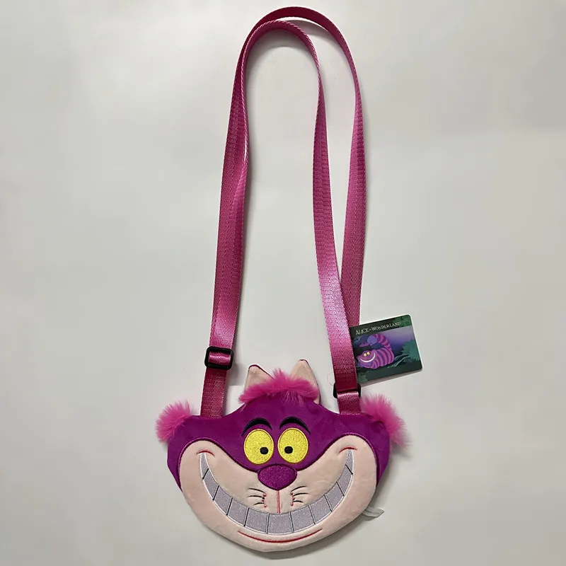 Alice el gato de Cheshire, bolso cruzado bonito de felpa para niño y niña, bolso de hombro para niños, monedero de dibujos animados de Anime, bolsa para teléfono, regalo
