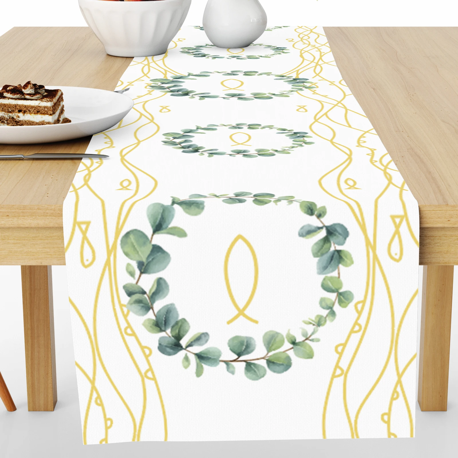 1pcs 270 x 50cm table flag communion baptism confirmation tablecloth decoration fish tabla runner first communion decoration men
