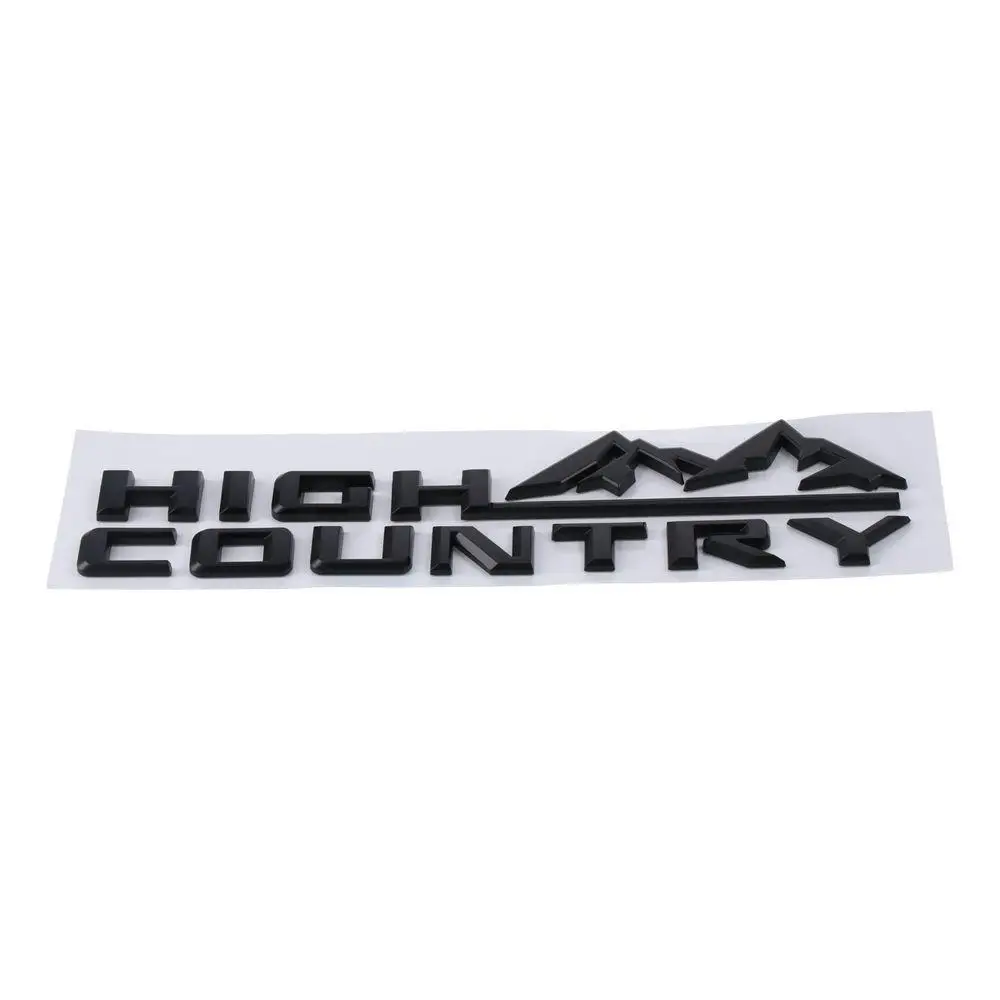 ABS High Country Logo Car Emblem 12.01*2.95in Letter Style Car Bumper Sticker Badge Black Auto Emblem Replacement for Silverado