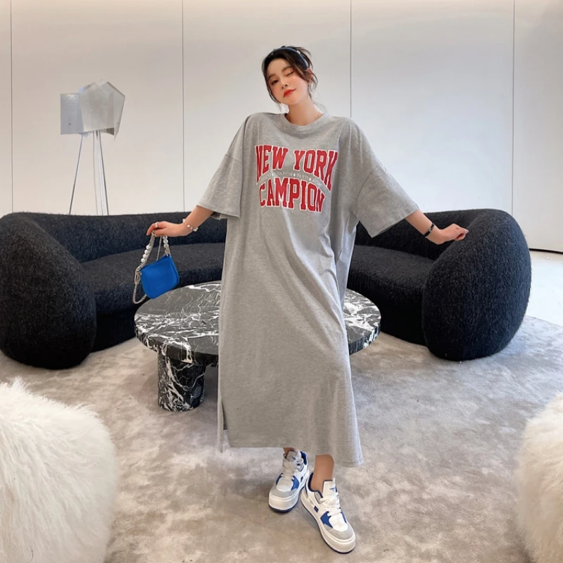 Women's Casual Oversized T Shirt Nightdress Summer Thin Short-Sleeved Pajamas Dress Female Fashion Loose Home Clothes Dress