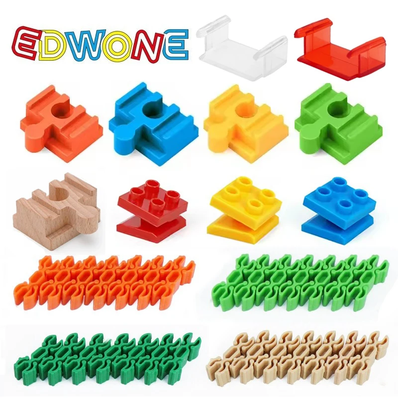 Accessori per binari del treno in legno Tutti i tipi Connettori universali Adattatori Clip adatte per binari in legno di marca Giocattoli ferroviari per bambini