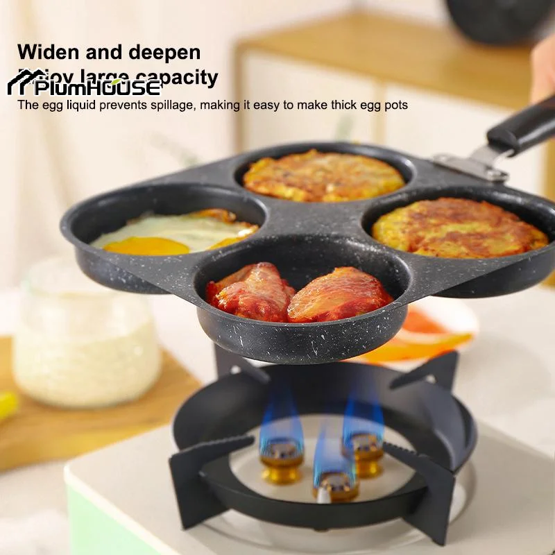 1pc Stainless Steel Non-Stick Skillet, Multi-Section Breakfast Pan With Burger & Egg Mold, Handle, Compatible With Gas Stove