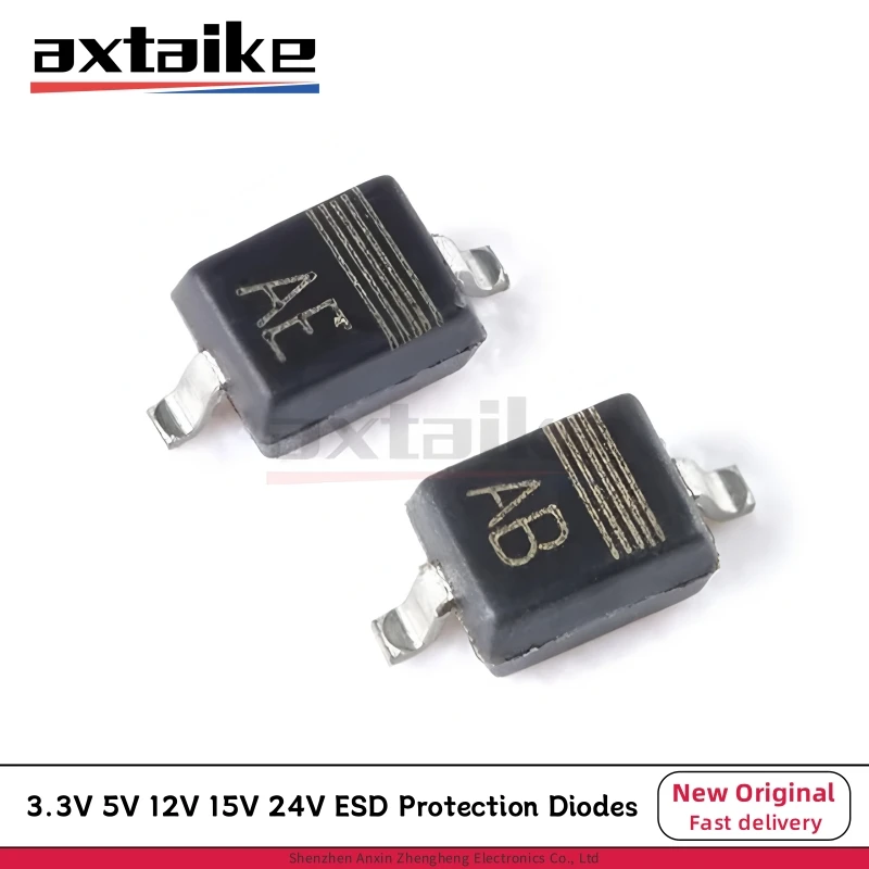 

50PCS PESD3V3L1BA PESD5V0L1BA PESD12VL1BA PESD15VL1BA PESD24VL1BA AB AC AD AF SOD323 3.3V 5V Bidirectional ESD Protection Diodes