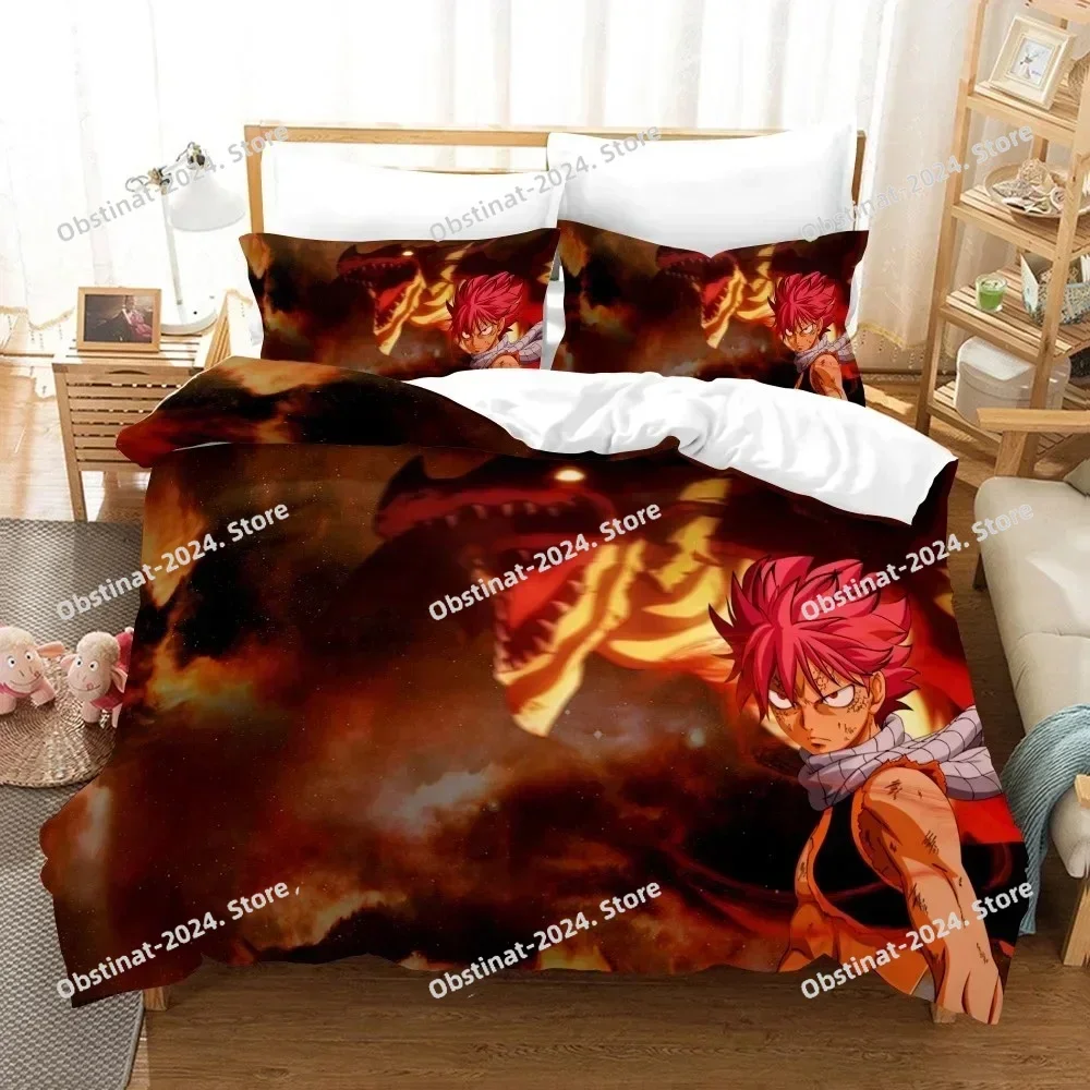 

Anime Fairy Tail Natsu Bedding Set Printed single Comforter Quilt Bed Cover Duvet Cover Pillow Case 3 Pieces Set Kids Adult Size