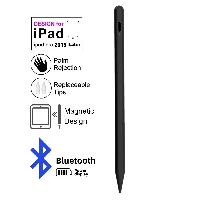 ปากกาสไตลัสบลูทูธสําหรับ Mini 5th iPad 10th Pro11 12.9 Air5 และภายหลังสําหรับ Apple Pencil2/1 พร้อม Palm Rejection Power Display