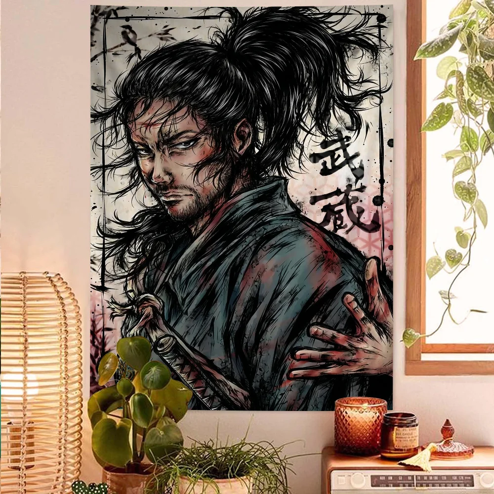 Vintage Japanese Manga Miyamoto Musashi Anime Posters Sticky Decoracion Painting Wall Art White Kraft Paper Wall Decor