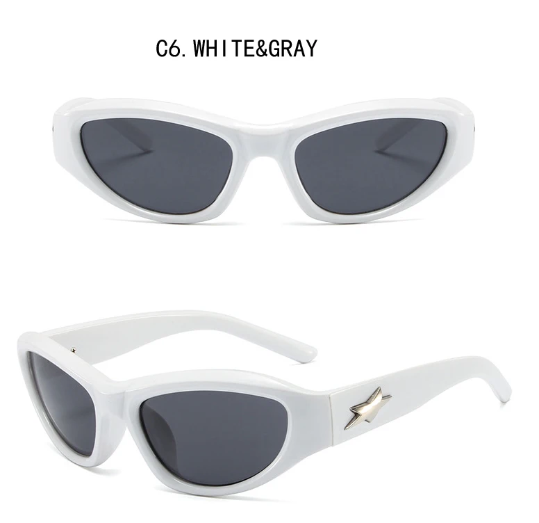 Stern Sonnenbrille für Frauen Männer Y2K Sport Punk Shades Marke Design Fünfzackigen Stern Uv400 Brillen Weibliche Brille – Detail 10