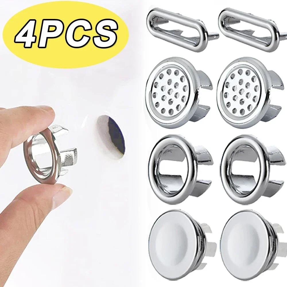 4/1Pcs Sink Hole Round Overflow Cover Basin Trim Bath Drain Cap Wash Basin Hollow Overflow Rings Kitchen Bathroom Accessories