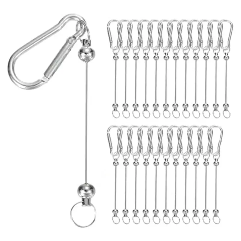 J1UL1N Beadable Keychain Bars, 24 Pcs Metal Beaded Keychain Blanks Bulk Making Supplies Kit With Snap Hook