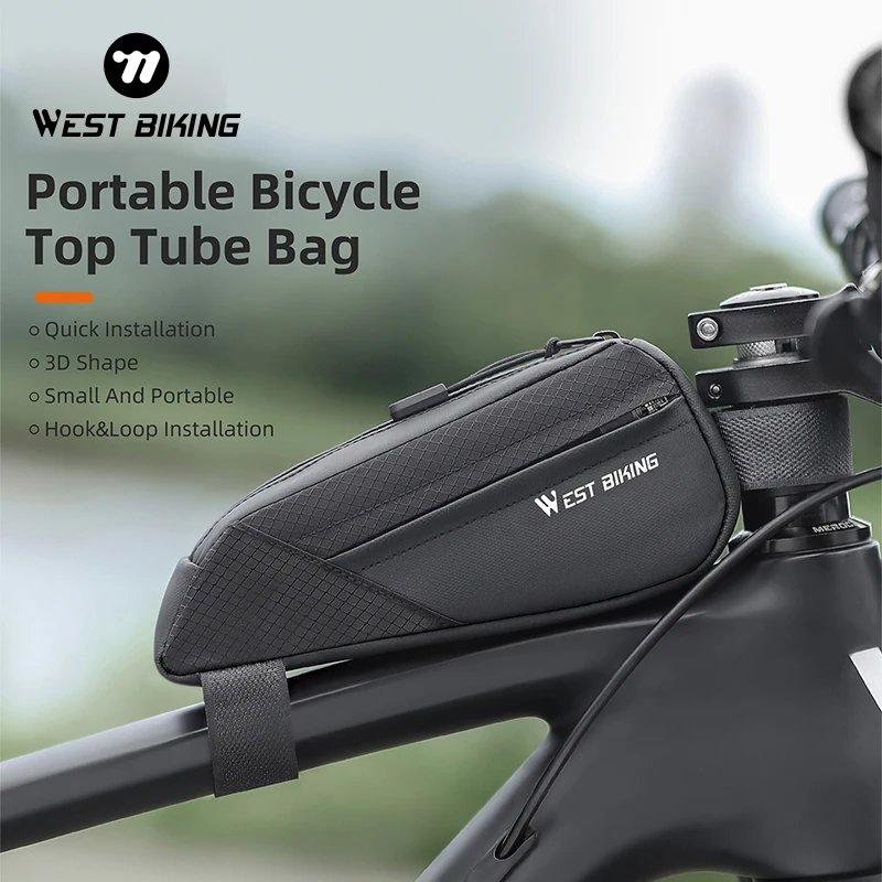 WEST BIKING Borsa da bici Borsa da ciclismo per tubo anteriore con telaio portatile Borsa da ciclismo per bicicletta da strada MTB Accessori per