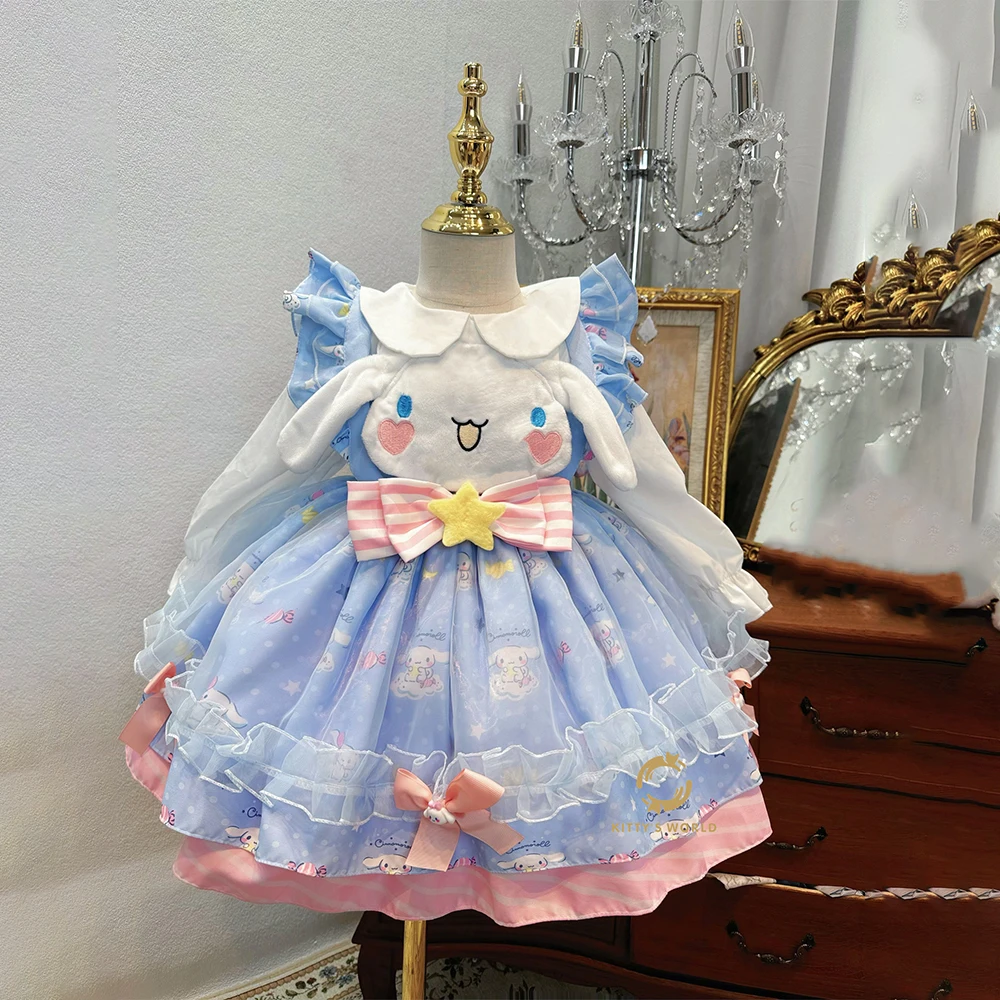 

Милое платье Лолиты с рисунком Cinnamoroll для девочек Sanrios, весенне-осеннее платье-пачка для дня рождения, ролевых игр, детское платье, подарок на день рождения