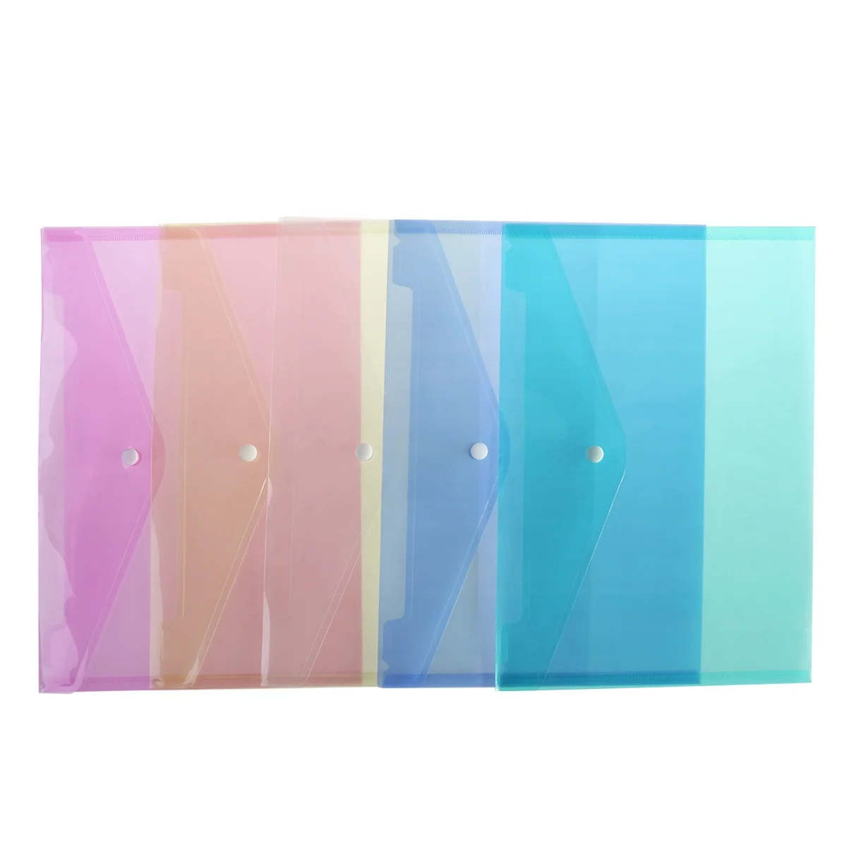 

20 Pcs A4 Document Folder Button File Holder 5 Colors Blue Green Yellow Transparent Rose Red Storage Bags