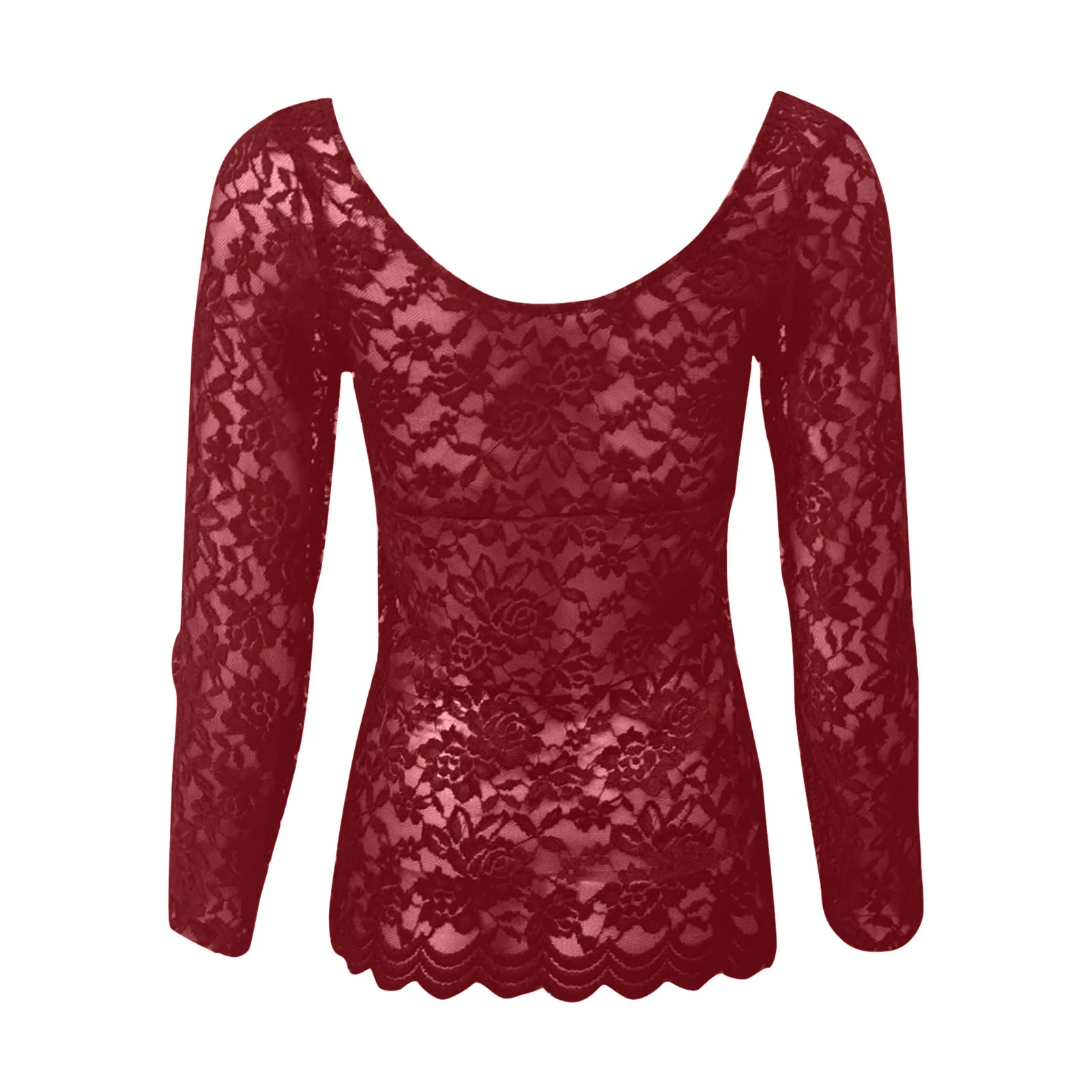 Women Shirt Sexy Lace Shirt See Through Casual Slim Fit Tops Embroidery Sheer Mesh Lace Long Sleeve Deep V Womens Sexy Outfits