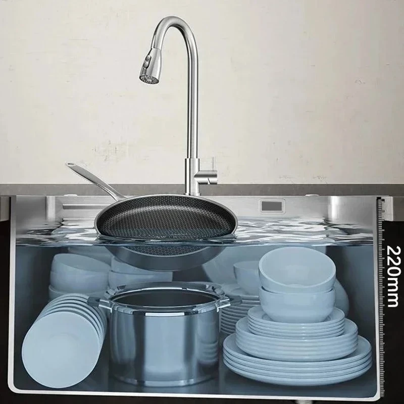 Stainless Steel Chinese Kitchen Sinks for Kitchen Sink Thickened Brushed Process Simple and Creative Kitchen Sink for Restaurant