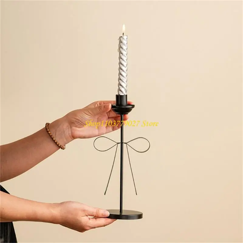 C4DF Decorative Stands Iron Taper Holders Bowknot Candlestick Holders for Wedding,Dinning,Party Decorations