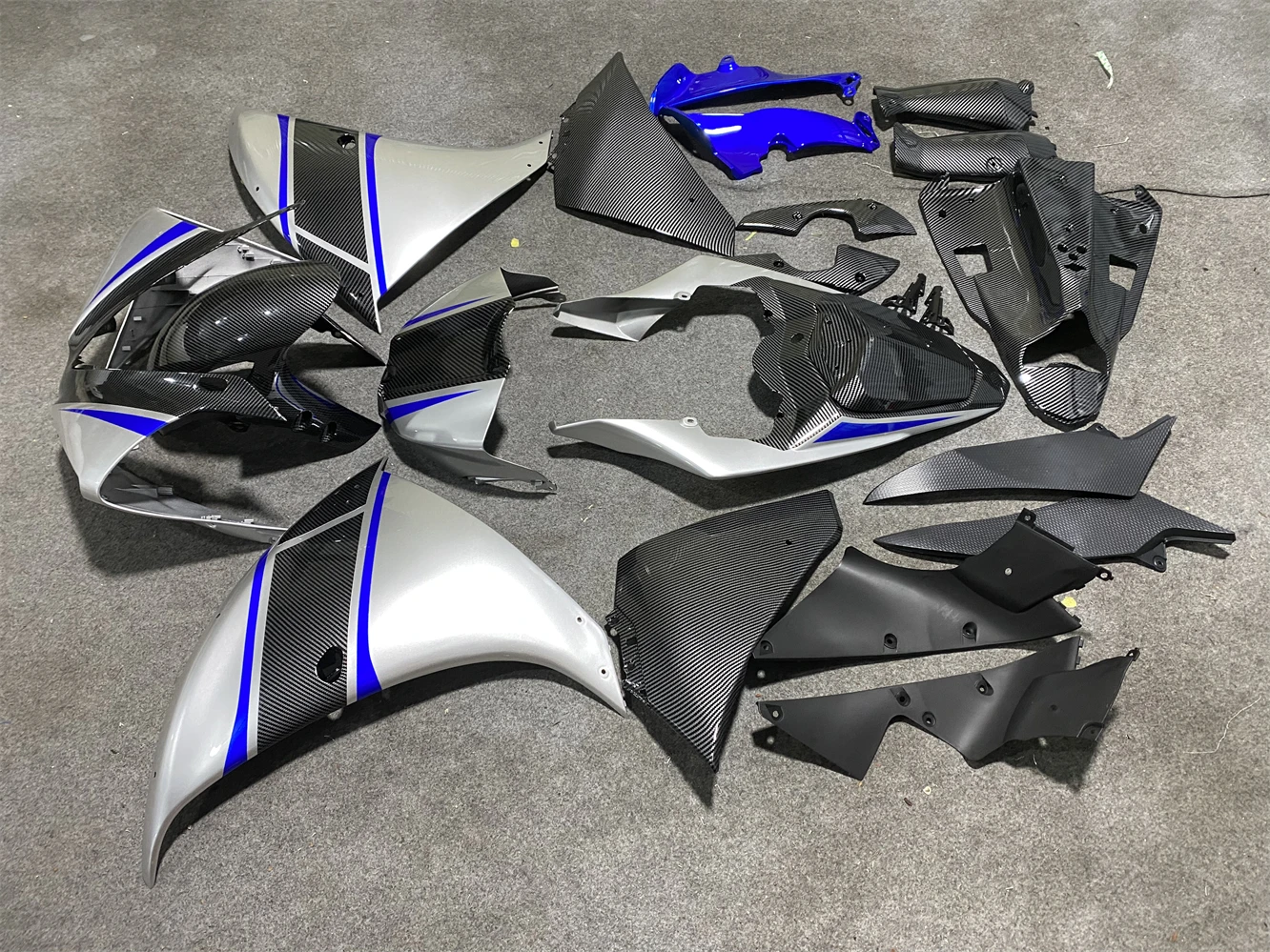 Motorcycle Fairing kit for Yamaha R1 12 13 14 YZF1000 2012 2013 2014 Fairing Blue silver carbon fiber painted motorcycle shell