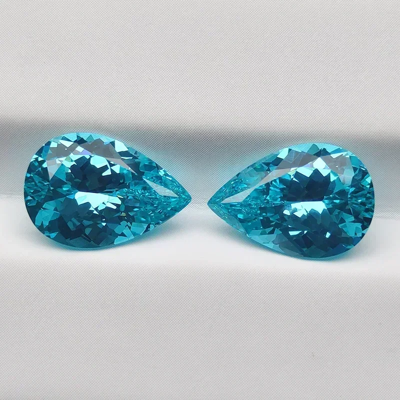Lab Grown Paraiba Pear Shape VVS1 Gemstone for Charms Diy Jewelry Making Pendant Bracelet Materials Selectable   Certific