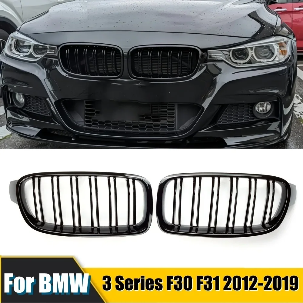 Car Front Bumper Racing Grille Grill For BMW 3 Series F30 F31 F35 F80 2012 2013 2014 2015-2019 1 Pair Gloss Black Kidney Grills