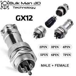GX12 Male And Female Aviation Plug Socket Connector GX12-2/3/4/5/6/7 pin Cable Aviation Plug Connector Fixed Rear Nut
