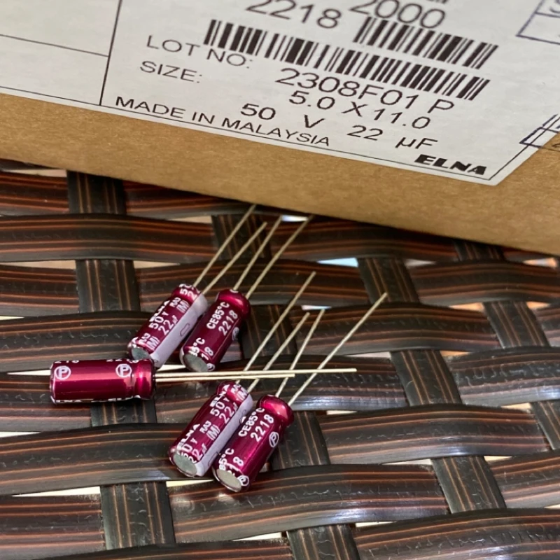 10 قطعة/50 قطعة ELNA مكثف الصوت 22 فائق التوهج/50 فولت RA3 سلسلة 50V22UF 5*11 مللي متر الأرجواني الأحمر الصوت مُكثَّف كهربائيًا