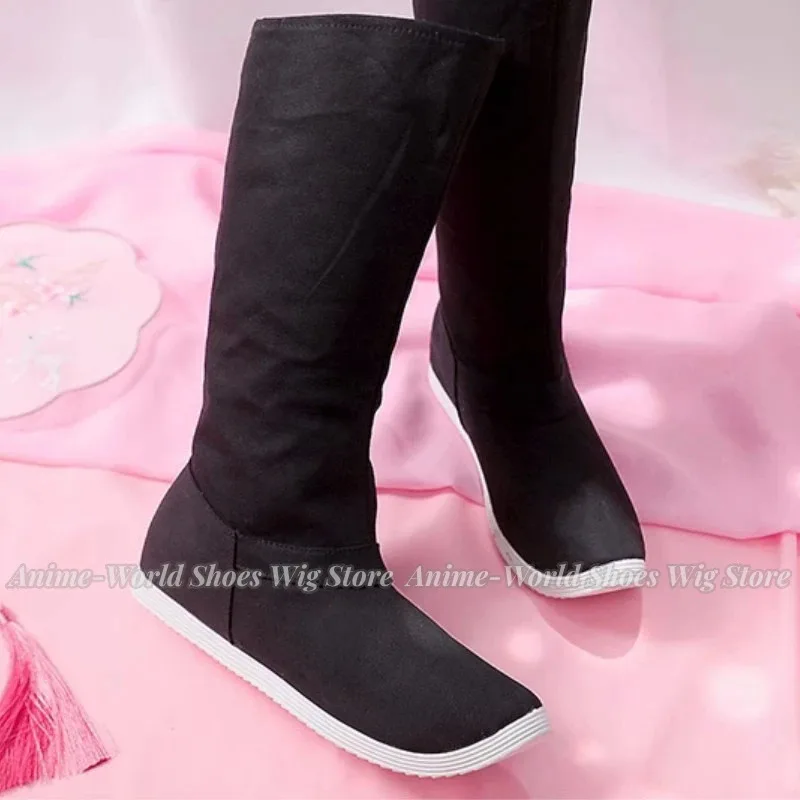 Anime mo dao zu shi lan wangji wei wuxian cosplay sapatos unisex estilo tradicional chinês retro pano antigo traje botas